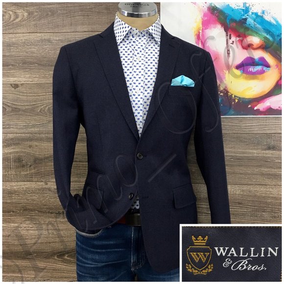 Wallin Bros Mens Blazer Sport Coat Two Button Casual Jacket Size 40R Wool‎ Suit - Picture 1 of 14
